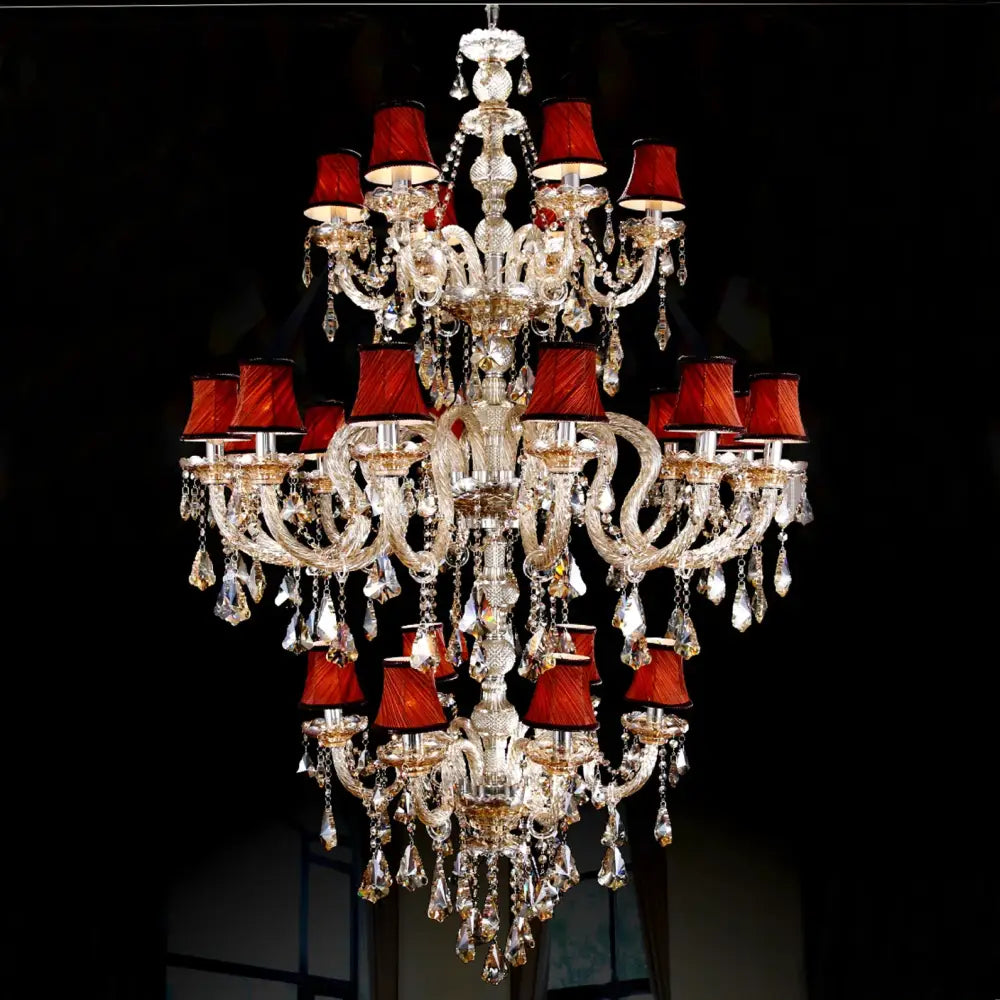 3 Layer Large Crystal Chandelier for Staircase and Hotel Lobby Chandelier