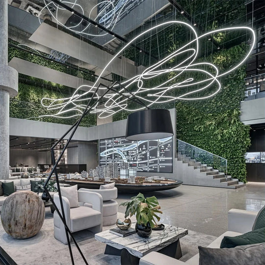 Amelia Custom Build Double Height White Ring LED Pendant