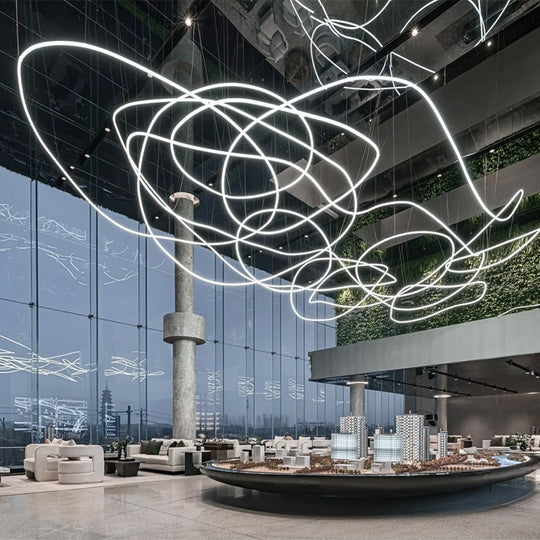 Amelia Custom Build Double Height White Ring LED Pendant