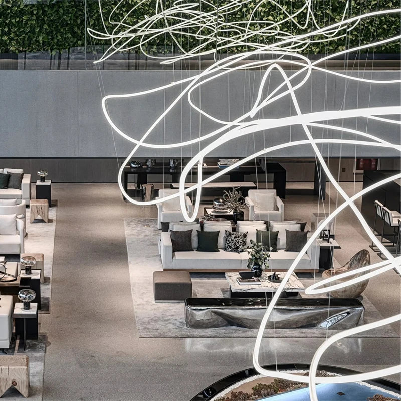 Amelia Custom Build Double Height White Ring LED Pendant