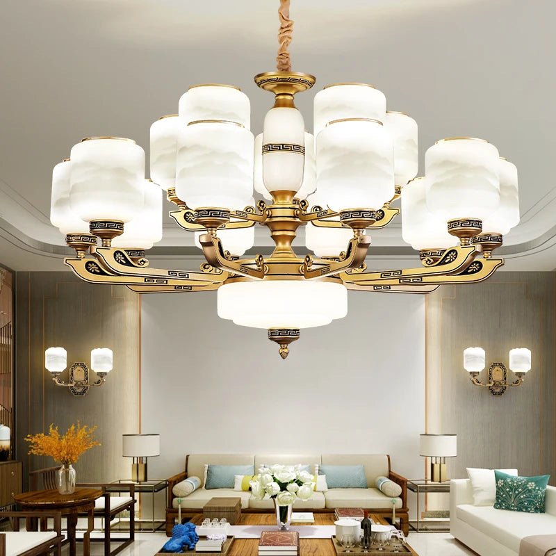 Modern Brushed Glass Chandelier for Living Room and Dining Area