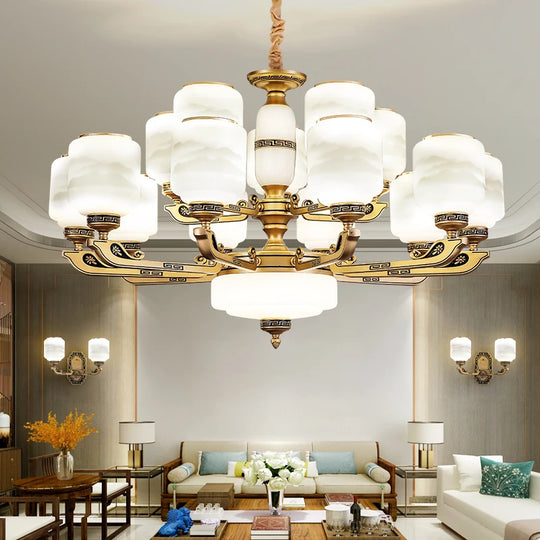 Modern Brushed Glass Chandelier for Living Room and Dining Area