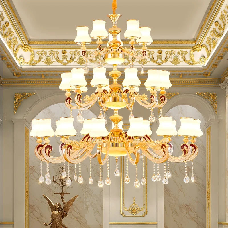Big Crystal Chandelier for Duplex Villa and Hotel Lobby Lighting