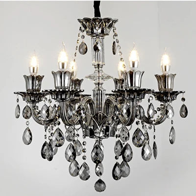 Smoky Gray Crystal Chandelier for Foyer and Staircase Lighting