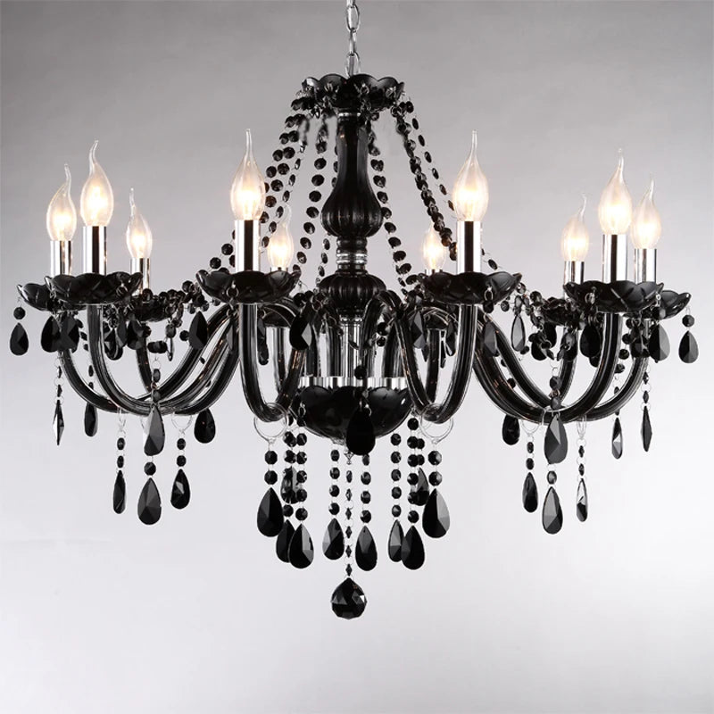 Black Candle Crystal Chandelier for Bedroom and Restaurant Lighting
