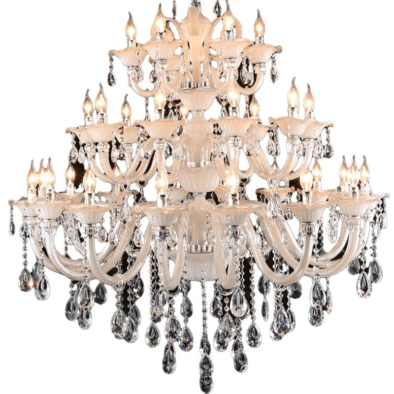 Long Crystal Chandelier for Duplex Villa and Staircase Lighting