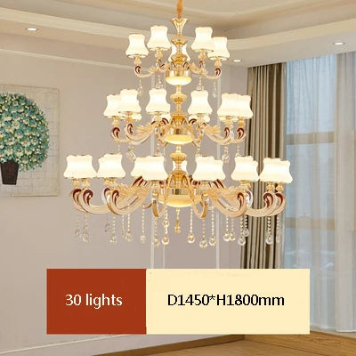 Big Crystal Chandelier for Duplex Villa and Hotel Lobby Lighting
