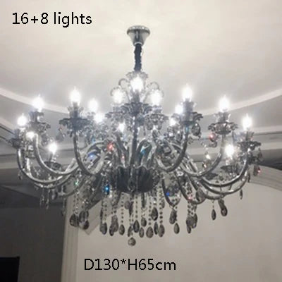Smoky Gray Crystal Chandelier for Foyer and Staircase Lighting