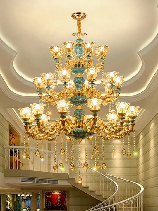 Big Duplex Crystal Chandelier for Villa Living Room and Lobby