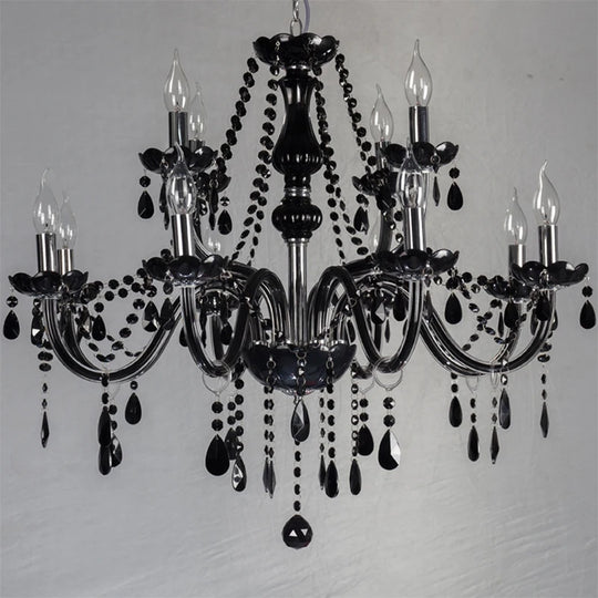 Black Candle Crystal Chandelier for Bedroom and Restaurant Lighting