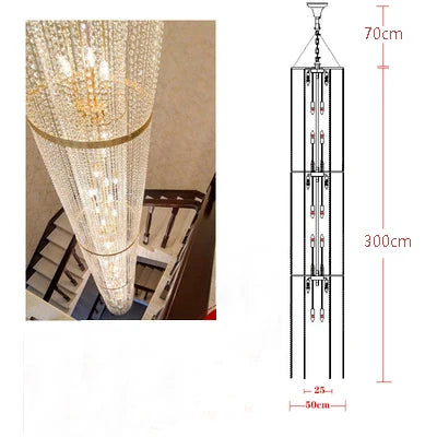 Spiral Staircase Crystal Chandelier for Villa and Hotel Lobby
