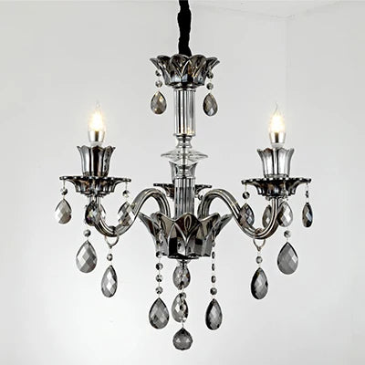 Smoky Gray Crystal Chandelier for Foyer and Staircase Lighting