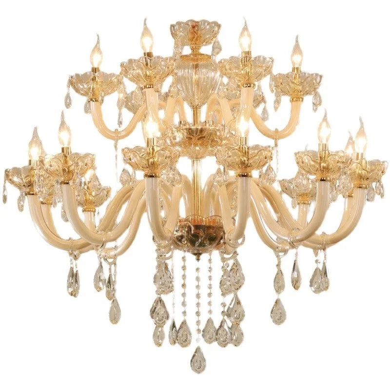 Modern Glass Candle Crystal Chandelier for Living Room and Hotel