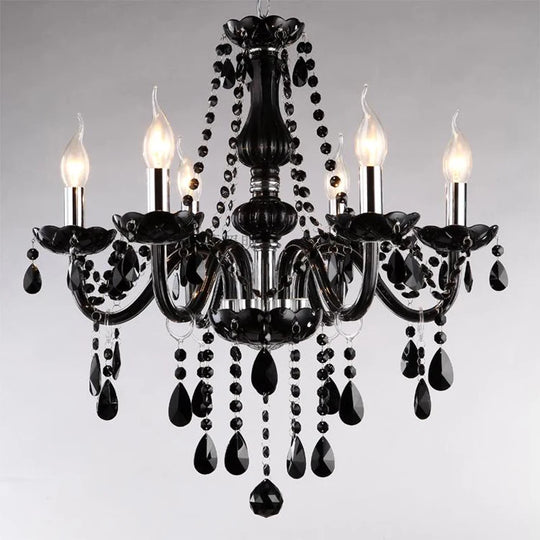 Black Candle Crystal Chandelier for Bedroom and Restaurant Lighting