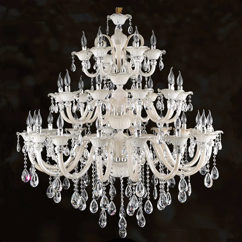 Long Crystal Chandelier for Duplex Villa and Staircase Lighting