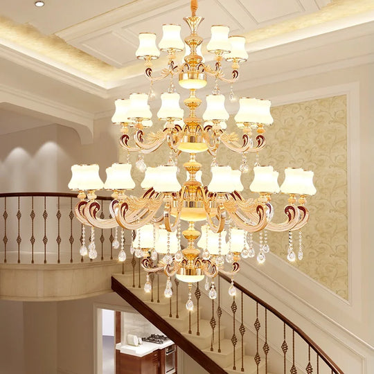 Big Crystal Chandelier for Duplex Villa and Hotel Lobby Lighting