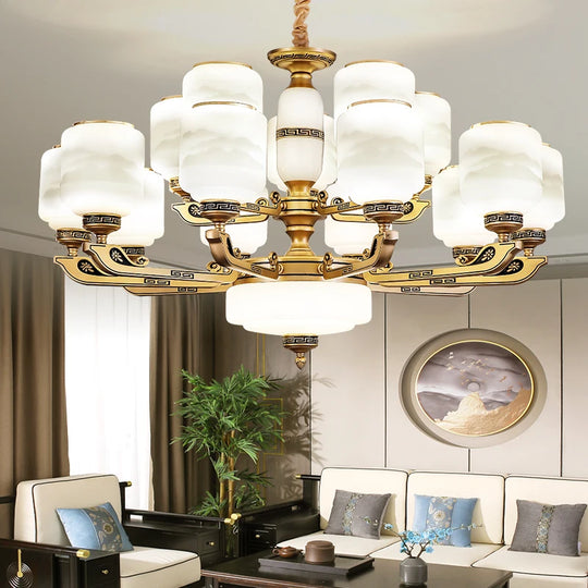 Modern Brushed Glass Chandelier for Living Room and Dining Area