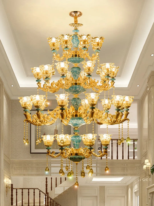 Big Duplex Crystal Chandelier for Villa Living Room and Lobby