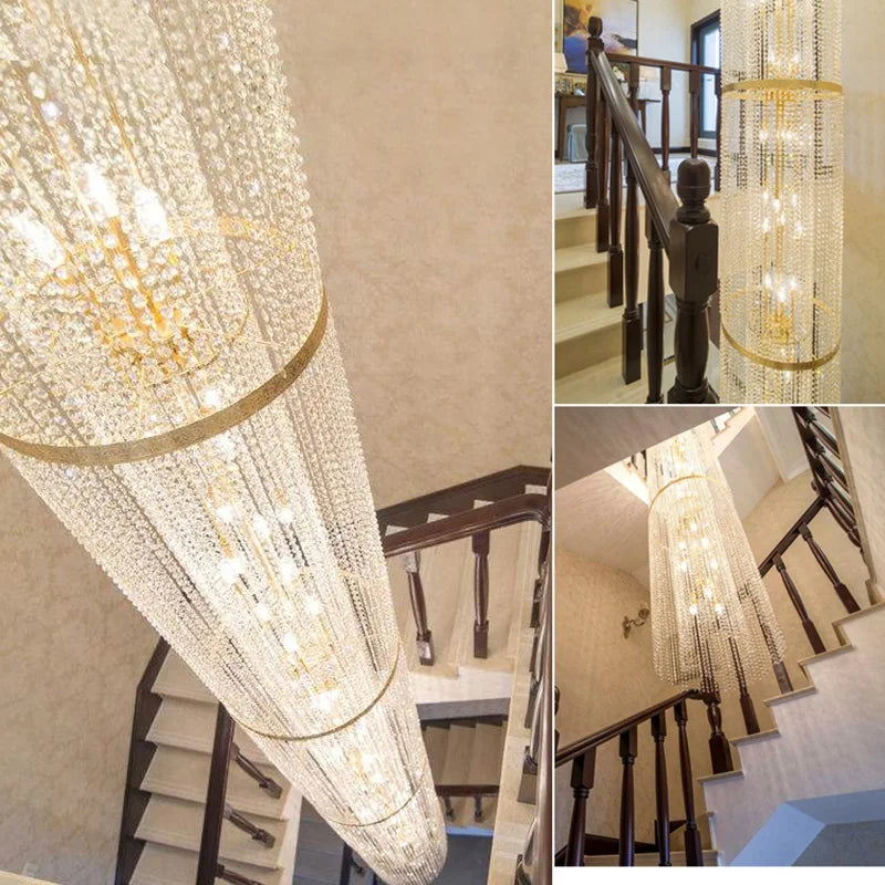 Spiral Staircase Crystal Chandelier for Villa and Hotel Lobby