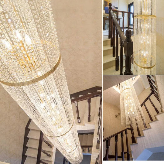 Spiral Staircase Crystal Chandelier for Villa and Hotel Lobby