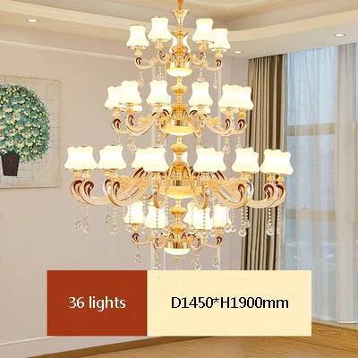 Big Crystal Chandelier for Duplex Villa and Hotel Lobby Lighting