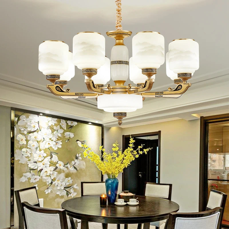 Modern Brushed Glass Chandelier for Living Room and Dining Area