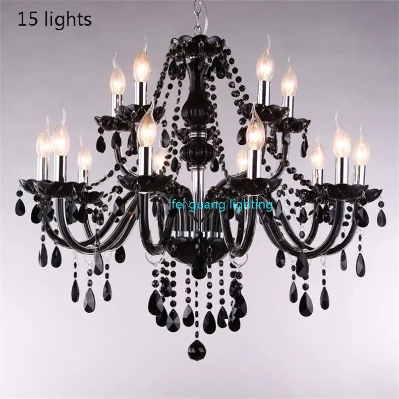Black Candle Crystal Chandelier for Bedroom and Restaurant Lighting
