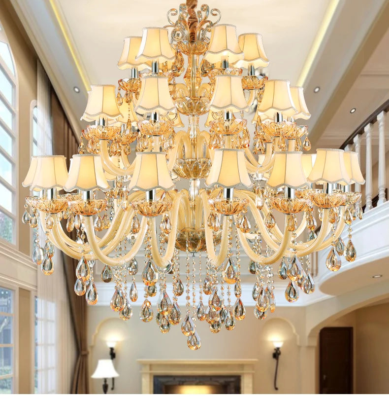 Luxury Crystal Candle Chandelier for Penthouse Hall and Staircase
