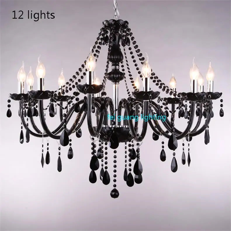 Black Candle Crystal Chandelier for Bedroom and Restaurant Lighting