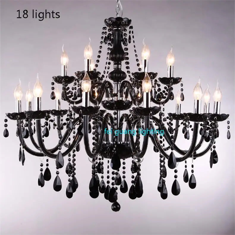 Black Candle Crystal Chandelier for Bedroom and Restaurant Lighting