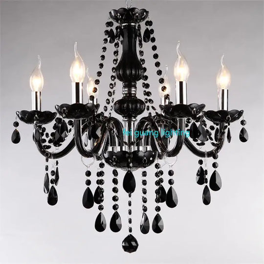 Black Candle Crystal Chandelier for Bedroom and Restaurant Lighting