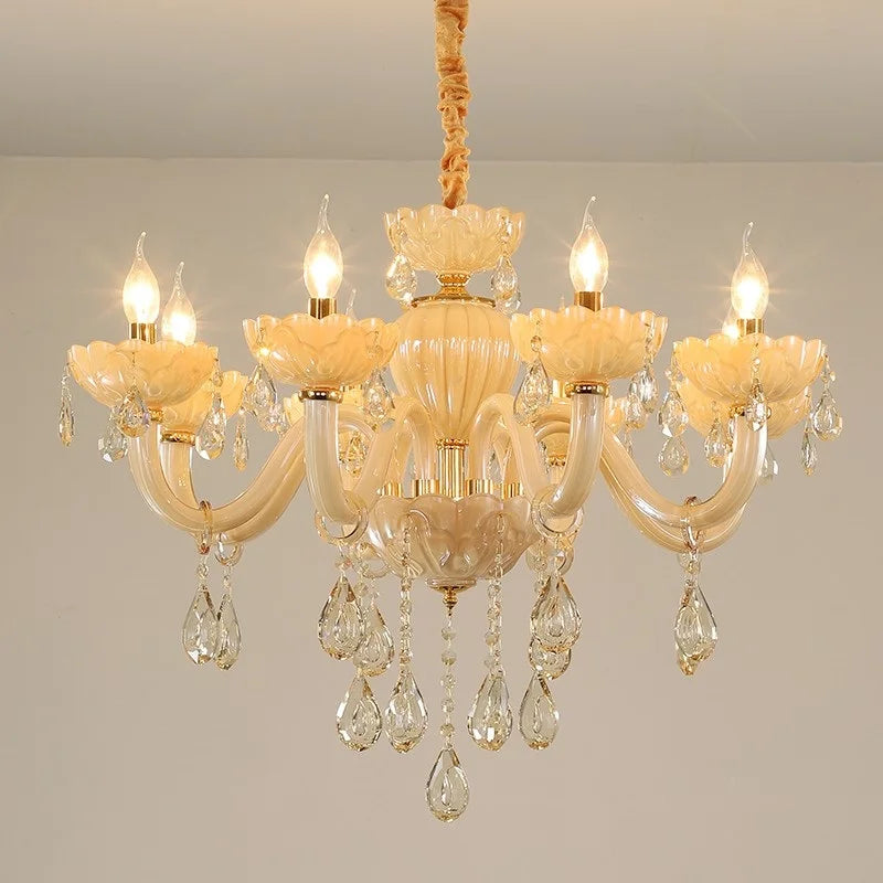 Modern Glass Candle Crystal Chandelier for Living Room and Hotel