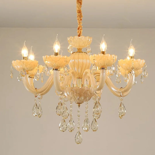 Modern Glass Candle Crystal Chandelier for Living Room and Hotel