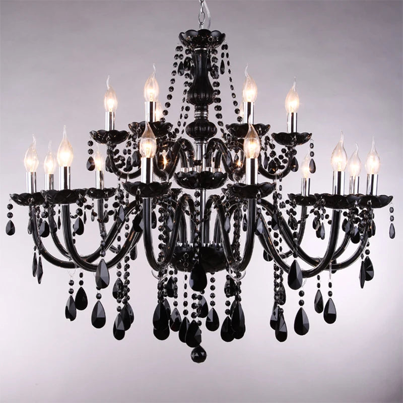 Black Candle Crystal Chandelier for Bedroom and Restaurant Lighting