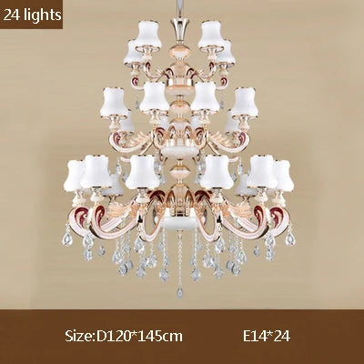 Big Crystal Chandelier for Duplex Villa and Hotel Lobby Lighting