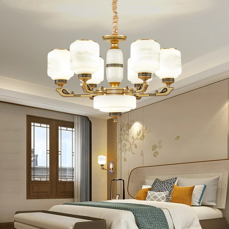 Modern Brushed Glass Chandelier for Living Room and Dining Area