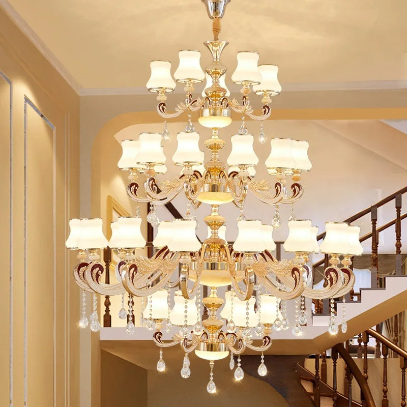 Big Crystal Chandelier for Duplex Villa and Hotel Lobby Lighting