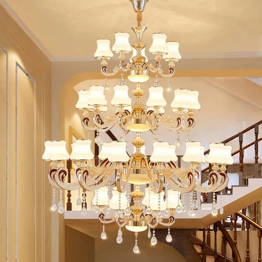 Big Crystal Chandelier for Duplex Villa and Hotel Lobby Lighting