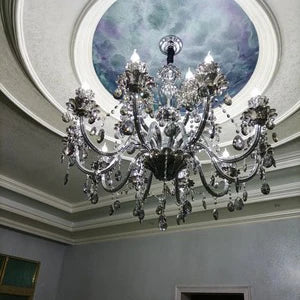 Smoky Gray Crystal Chandelier for Foyer and Staircase Lighting