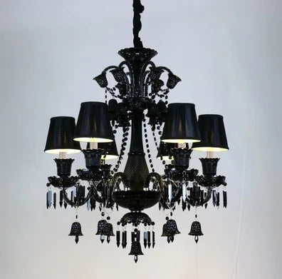 Black Crystal Chandelier for Dining Room and Bedroom Lighting