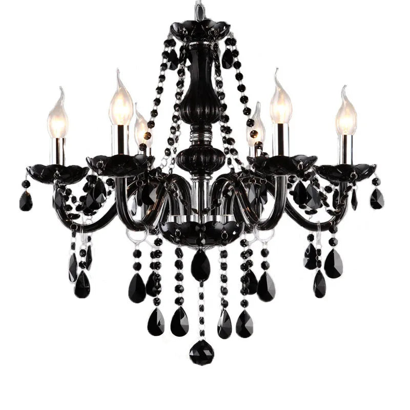 Black Candle Crystal Chandelier for Bedroom and Restaurant Lighting