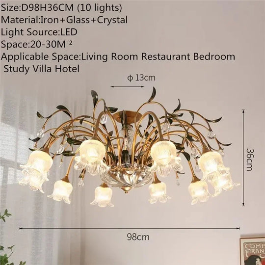 French Retro Crystal Pendant Light for Living Room and Restaurant