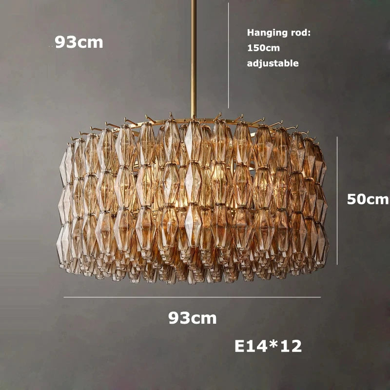 Retro Champagne Pendant Light for Large Living Room Lighting