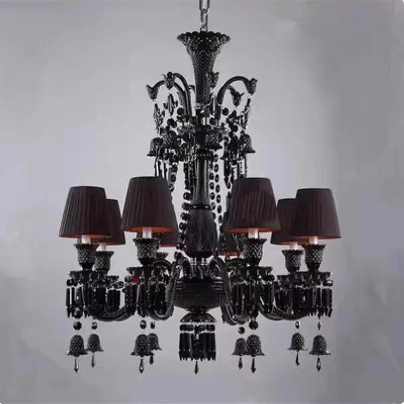 Black Crystal Chandelier for Dining Room and Bedroom Lighting