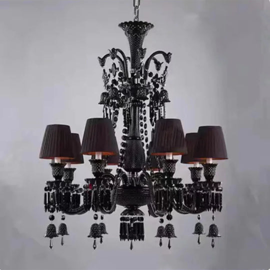 Black Crystal Chandelier for Dining Room and Bedroom Lighting