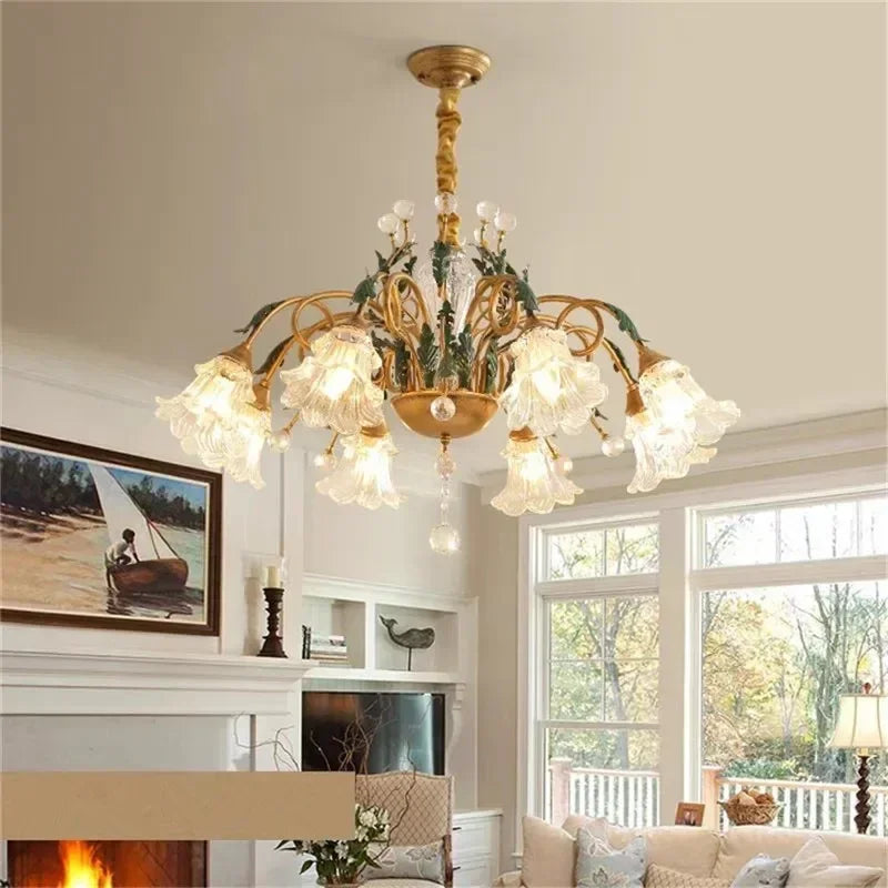 French Retro Crystal Pendant Light for Living Room and Restaurant