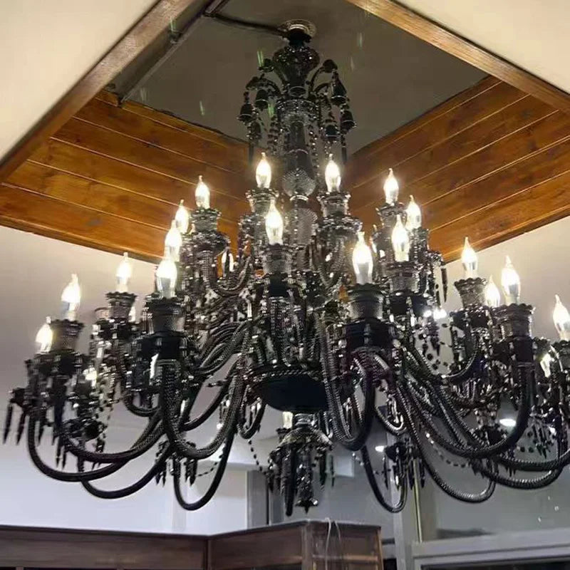 Black Crystal Chandelier for Dining Room and Bedroom Lighting