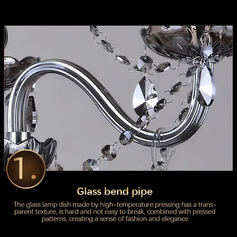 ELARA European Luxury Crystal Pendent Lamp Smoke Gray Living Room Restaurant Bedroom Villa Hotel Western Restaurant Chandelier