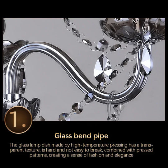 ELARA European Luxury Crystal Pendent Lamp Smoke Gray Living Room Restaurant Bedroom Villa Hotel Western Restaurant Chandelier