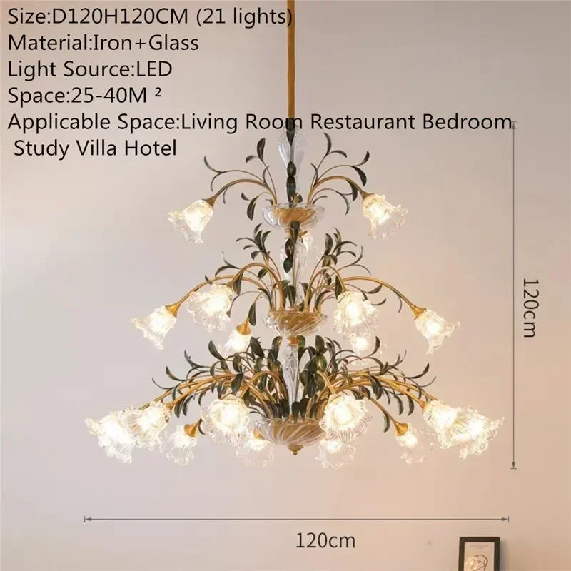 French Retro Crystal Pendant Light for Living Room and Restaurant